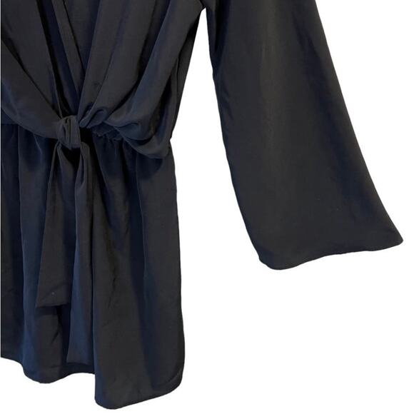 Topshop Size 4 Tifanny Knot Long Sleeve Mini Dress in Black Minimalist Career - Picture 6 of 13
